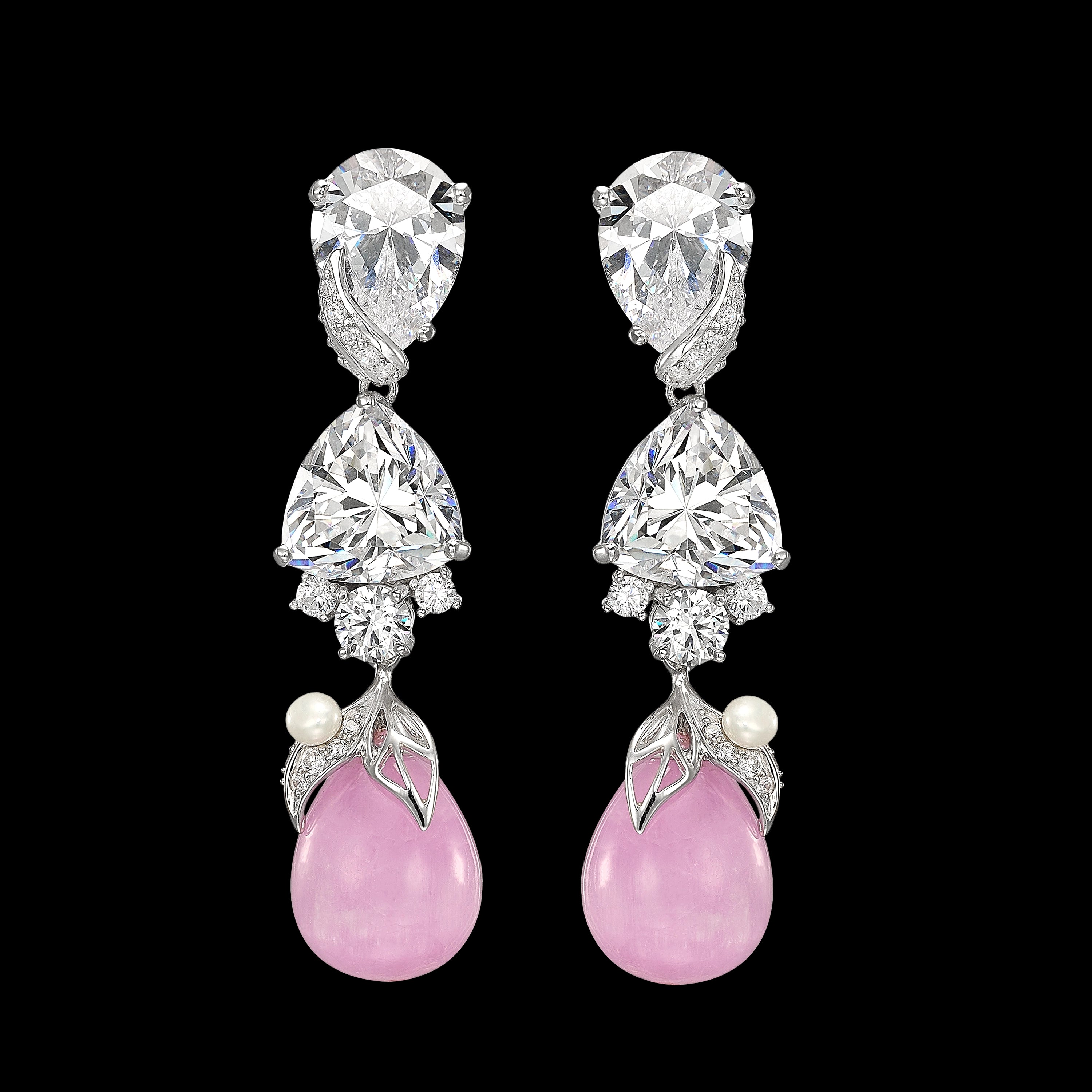 Diamond Lavender Drop Berry Earrings